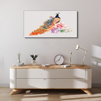 Tablou canvas Păuni printre flori