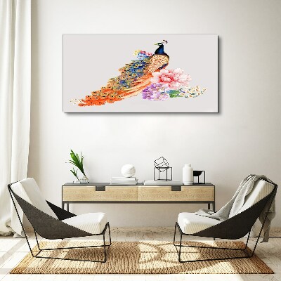 Tablou canvas Păuni printre flori