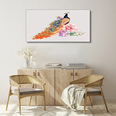 Tablou canvas Păuni printre flori