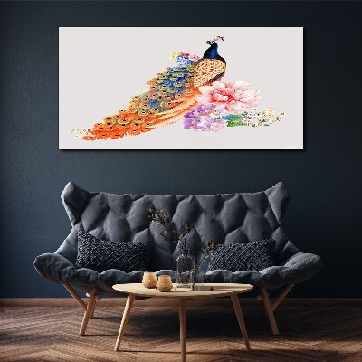 Tablou canvas Păuni printre flori