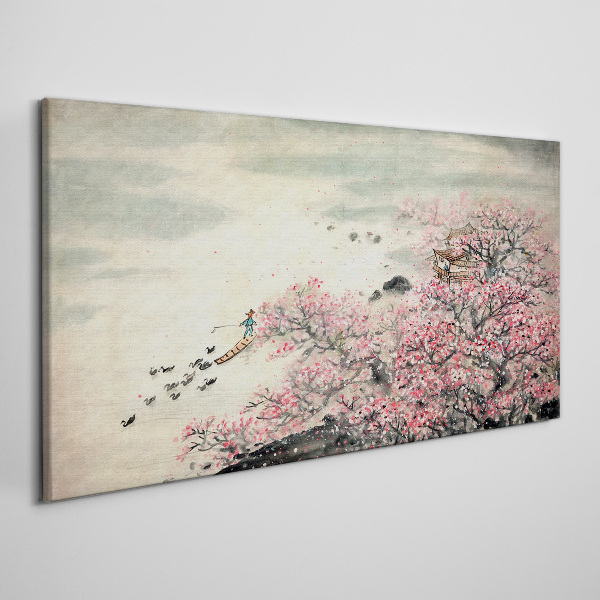 Tablou canvas Peisaj de primăvară cu copaci înfloriți