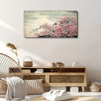 Tablou canvas Peisaj de primăvară cu copaci înfloriți