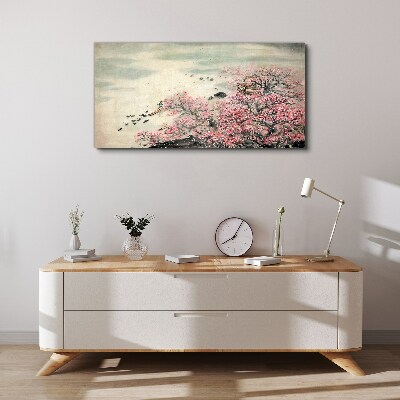 Tablou canvas Peisaj de primăvară cu copaci înfloriți