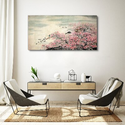 Tablou canvas Peisaj de primăvară cu copaci înfloriți