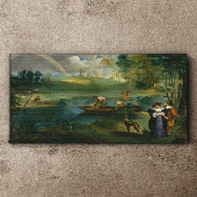 Tablou canvas O scenă lângă apă cu pescari