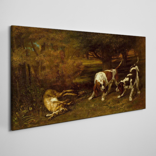 Tablou canvas Câini în pădure