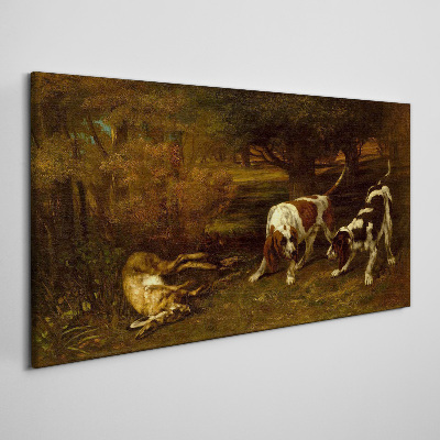 Tablou canvas animale de pădure câini iepure