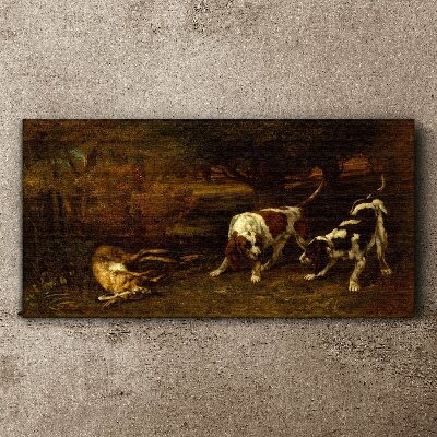 Tablou canvas Câini în pădure