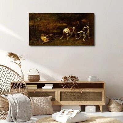 Tablou canvas Câini în pădure