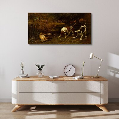 Tablou canvas Câini în pădure