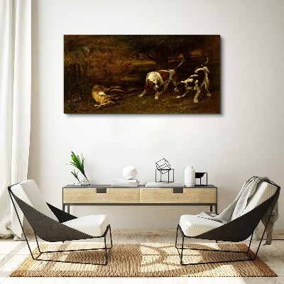 Tablou canvas Câini în pădure