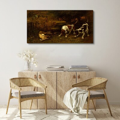 Tablou canvas Câini în pădure