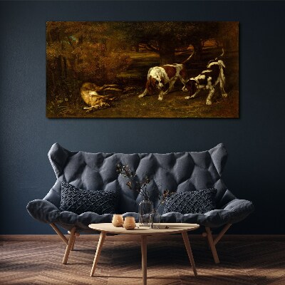 Tablou canvas Câini în pădure