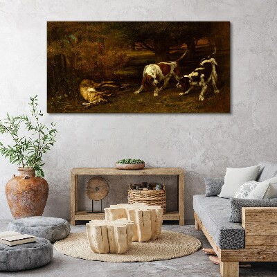 Tablou canvas Câini în pădure