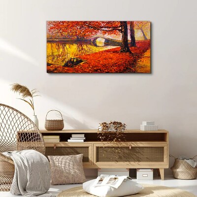 Tablou canvas Toamnă de aur pe râu