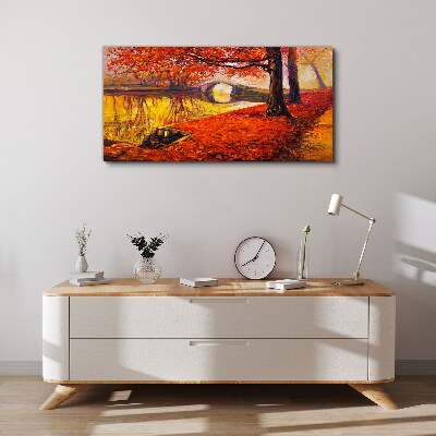Tablou canvas Toamnă de aur pe râu