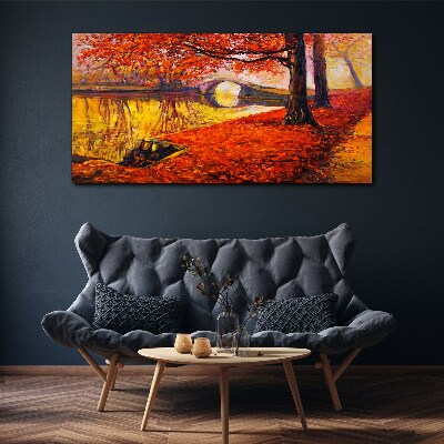 Tablou canvas Toamnă de aur pe râu