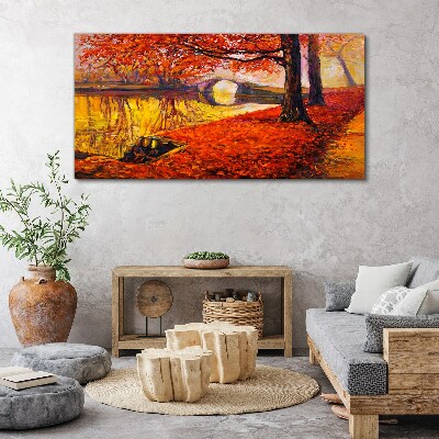 Tablou canvas Toamnă de aur pe râu