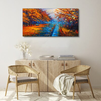 Tablou canvas Toamna aurie peste apa linistita
