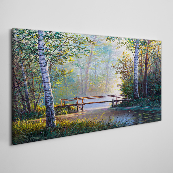 Tablou canvas Un pod într-un peisaj de pădure
