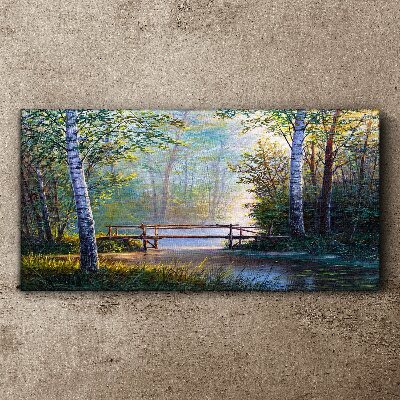Tablou canvas Un pod într-un peisaj de pădure