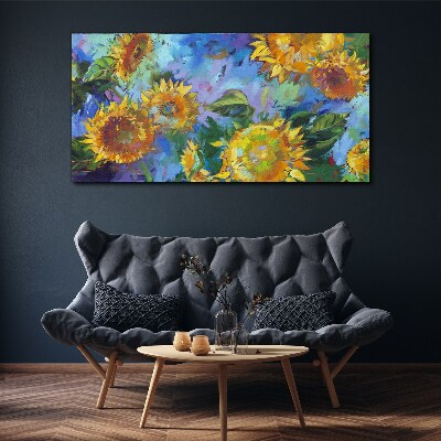 Tablou canvas Floarea soarelui într-o compoziție colorată