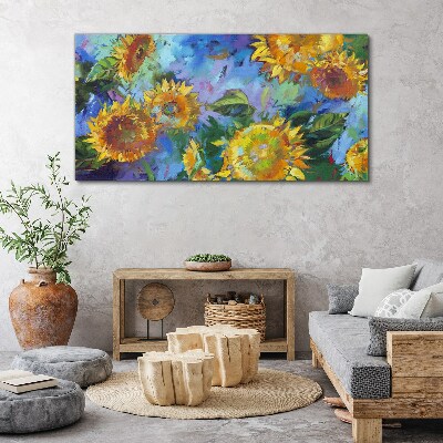 Tablou canvas Floarea soarelui într-o compoziție colorată