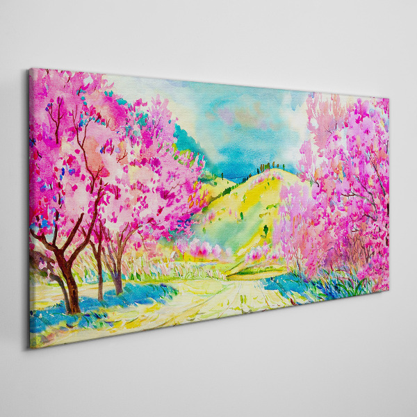 Tablou canvas Peisaj de primăvară în nuanțe de roz