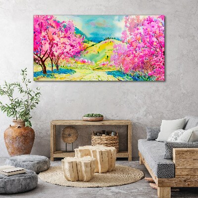 Tablou canvas Peisaj de primăvară în nuanțe de roz