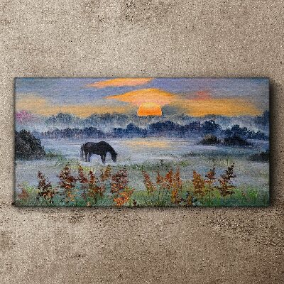 Tablou canvas O dimineață liniștită pe malul lacului
