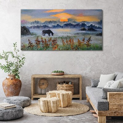 Tablou canvas O dimineață liniștită pe malul lacului
