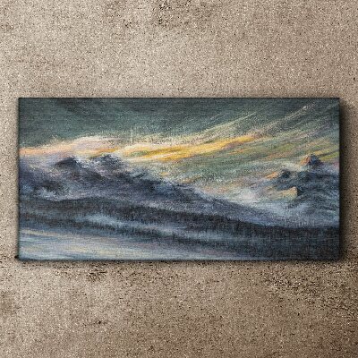 Tablou canvas Peisaj montan la amurg