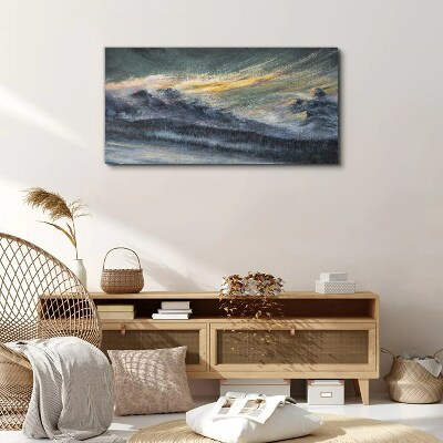 Tablou canvas Peisaj montan la amurg