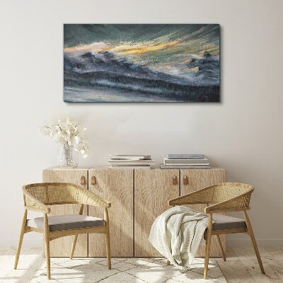 Tablou canvas Peisaj montan la amurg