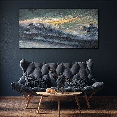 Tablou canvas Peisaj montan la amurg