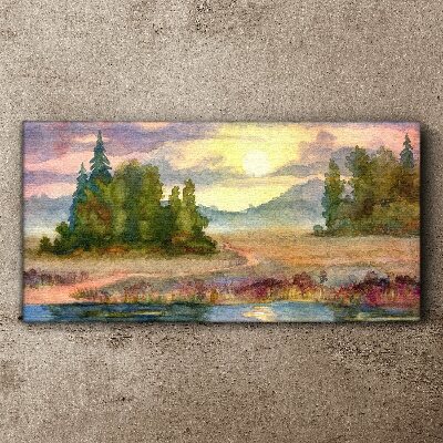 Tablou canvas O dimineață liniștită pe malul lacului