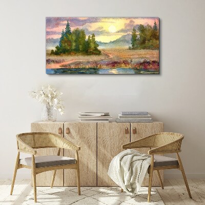 Tablou canvas O dimineață liniștită pe malul lacului