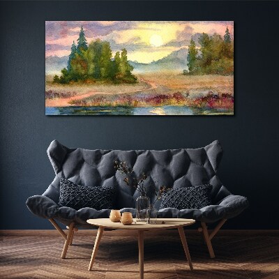 Tablou canvas O dimineață liniștită pe malul lacului