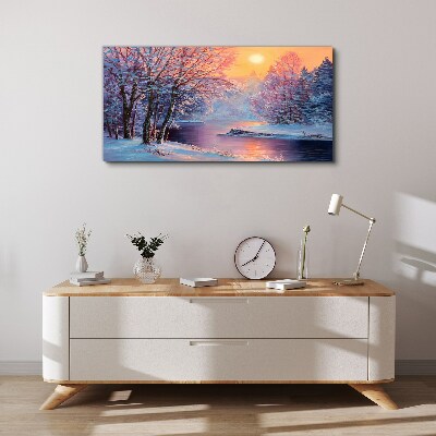 Tablou canvas Peisaj de iarnă la răsărit