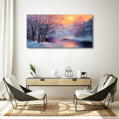 Tablou canvas Peisaj de iarnă la răsărit
