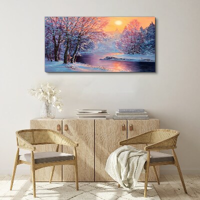 Tablou canvas Peisaj de iarnă la răsărit