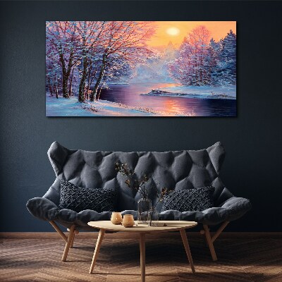 Tablou canvas Peisaj de iarnă la răsărit