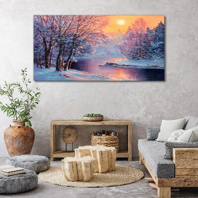 Tablou canvas Peisaj de iarnă la răsărit