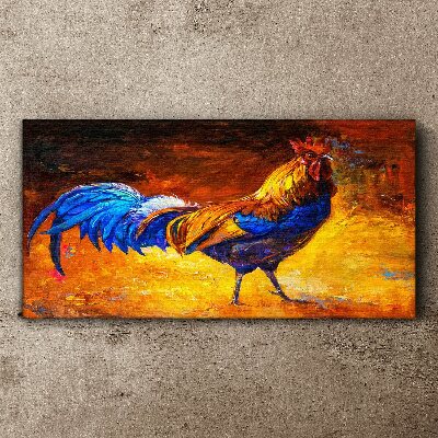 Tablou canvas Cocoș colorat pe fundalul focului