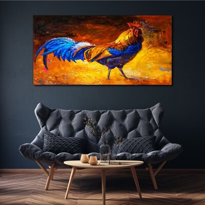 Tablou canvas Cocoș colorat pe fundalul focului
