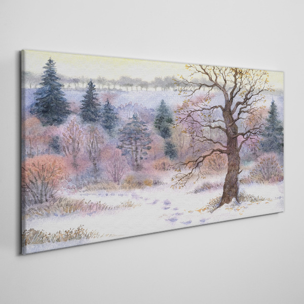 Tablou canvas Peisaj de iarnă cu un copac singuratic