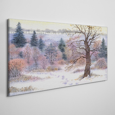 Tablou canvas Peisaj de iarnă cu un copac singuratic