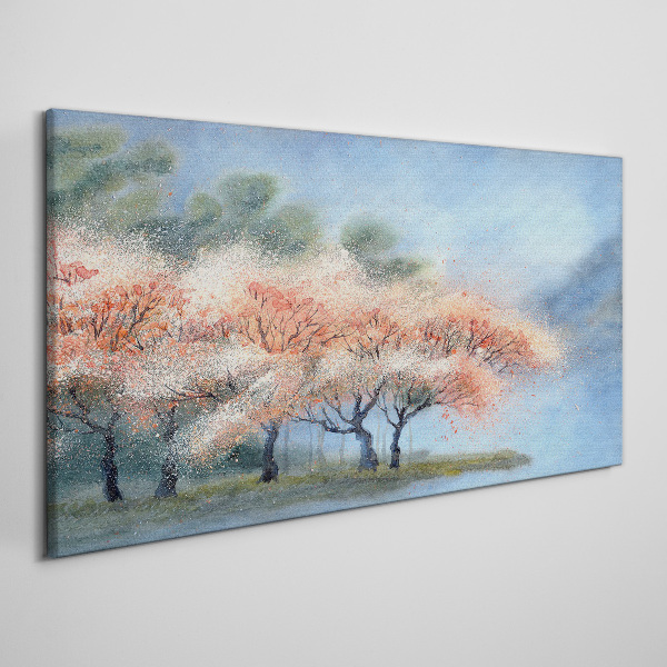 Tablou canvas Copaci de primăvară în culori pastelate