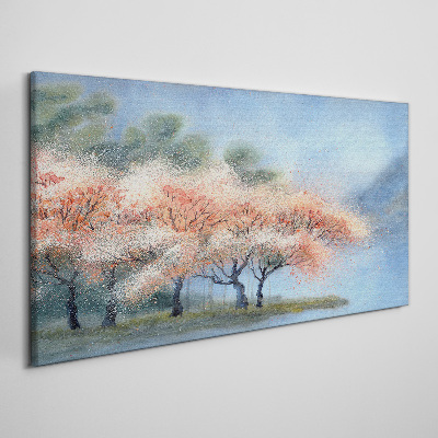 Tablou canvas Copaci de primăvară în culori pastelate