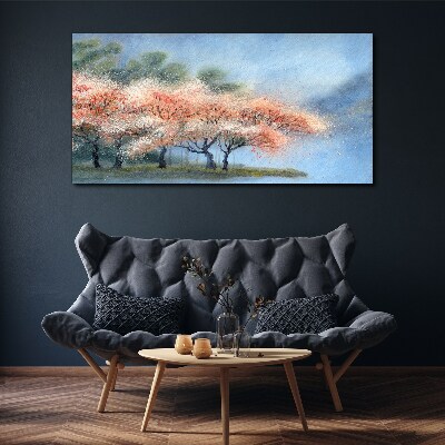 Tablou canvas Copaci de primăvară în culori pastelate